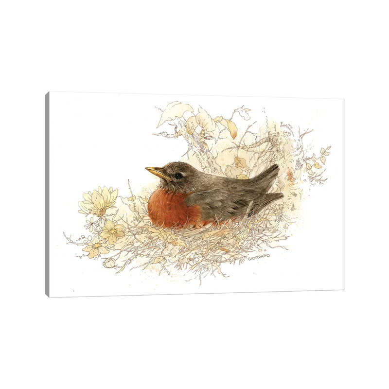 «Robin Vignette» par Giordano Studios - peinture sur toile tendue, H 26 po x l 40 po x 1,5 po