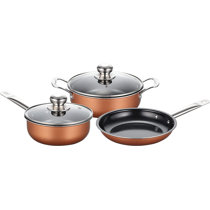 Carote Nonstick Granite Cookware Sets, 10 Pcs Brown Granite Pots and Pans Set, Induction Stone Kitchen Cooking Set, Size: 9.5/11 inch Frying Pan 3.7