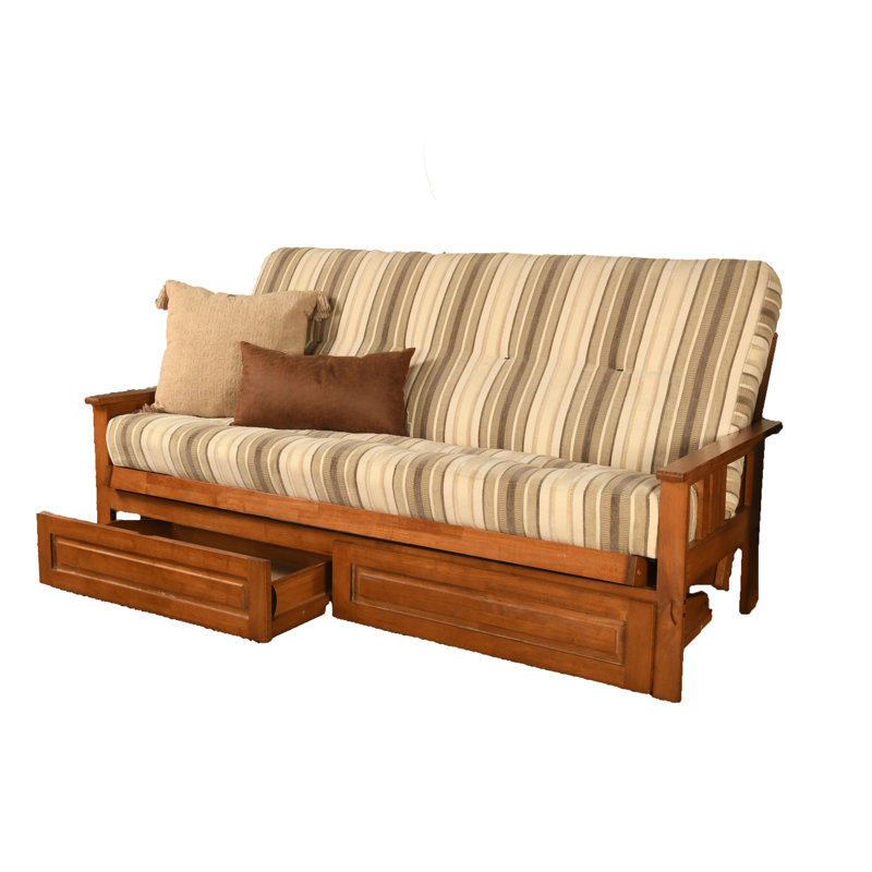 Le cadre de futon double Stratford comprend des tiroirs de rangement et un matelas, Barbade, Polyester gris de Parme