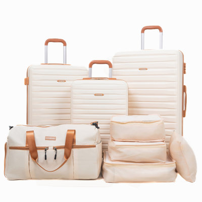 8-Piece Set (20"24"28 +19"Fitness Bag+4-Piece Storage Bag) ,Hard Case Spinner Wheels ABS Luggage Sets With TSA Lock Carry On Suitcase Luggage Durable