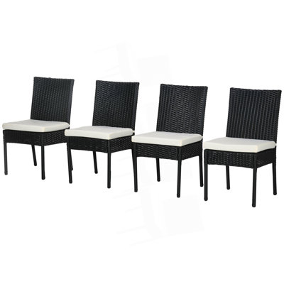 Set Of 4 Outdoor Dining Chairs With Cushions, Patio Wicker Dining Chairs