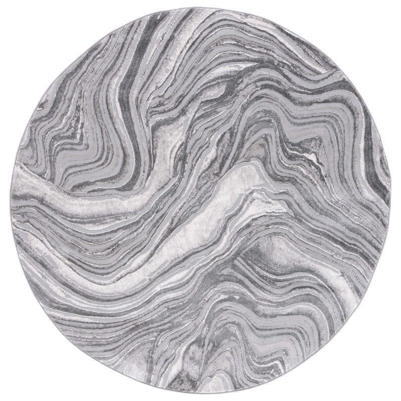 Meadow 500 Performance Abstract Rug, Round 6'7"