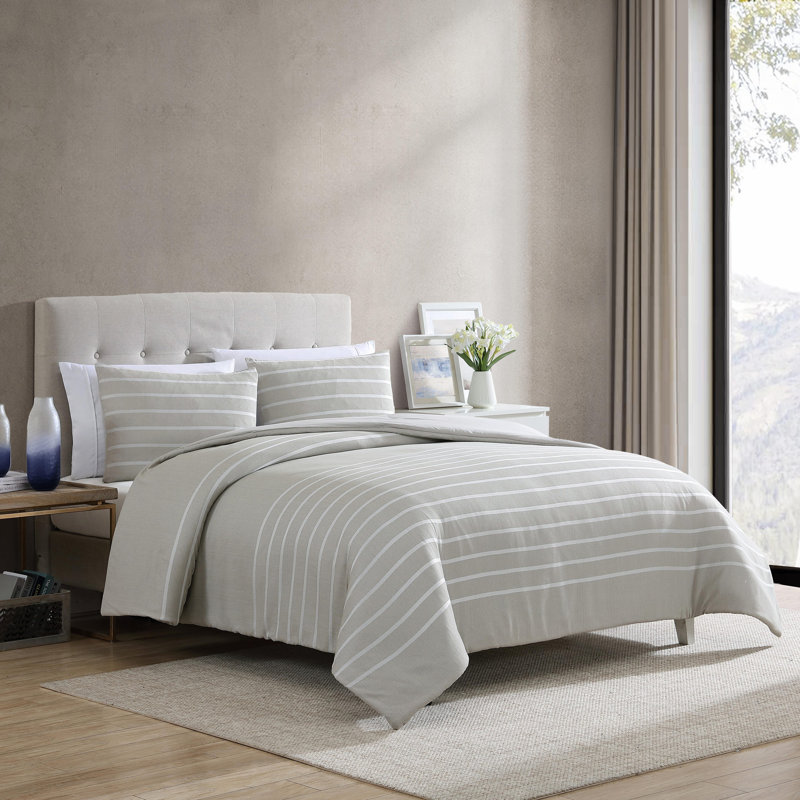 Ensemble d'édredon réversible Nautica Hadley, Édredon pour très grand lit + 2 taies décorativ