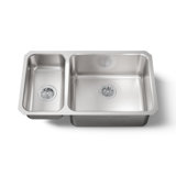 Undertone® 31-3/4" L x 18" W x 9-1/2" Under-Mount High/Low Double-Bowl Kitchen Sink