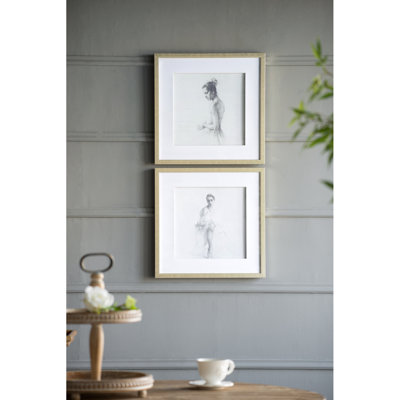19.7X19.7" Ballet Dancer Arts,Home Decor For Living Room, Dining Room, Bedroom, Hallway, Set Of 2
