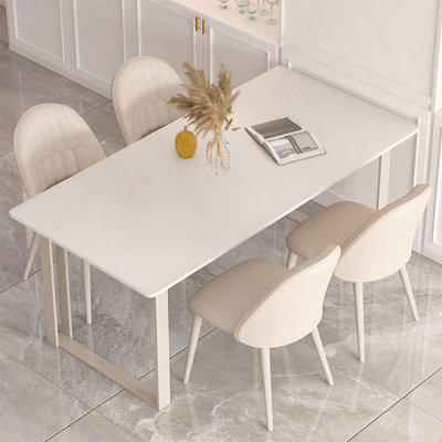 Ensemble de table de salle à manger rectangulaire en fer fritté pour 4 personnes