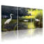 «White Heron in Marsh Landscape», ensemble de 3 reproductions d'art sur toile tendues-588203344