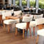 Ensemble de 2 chaises de salle à manger sans accoudoirs modernes, revêtement en lin beige avec dossier incurvé et pieds en bois massif-426475864-426475866
