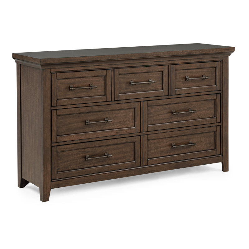 1pc Contemporary Rich Wood Finish Storage Drawers Dresser Wooden Bedroom Furniture Metal Pull Brown