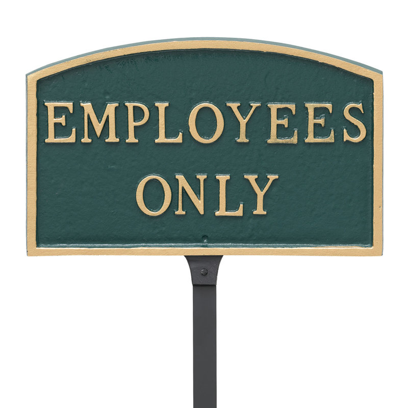 Arch Employees Only Statement Address Plaque, Hunter Green/Gold