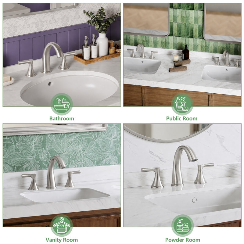 2-handle Bathroom Faucet with Drain Assembly, Brushed Nickel