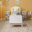 Lit plateforme simple en métal avec lumière, lit simple en métal pour enfants avec tablettes de rangement rembourrées et coulissantes-847834754