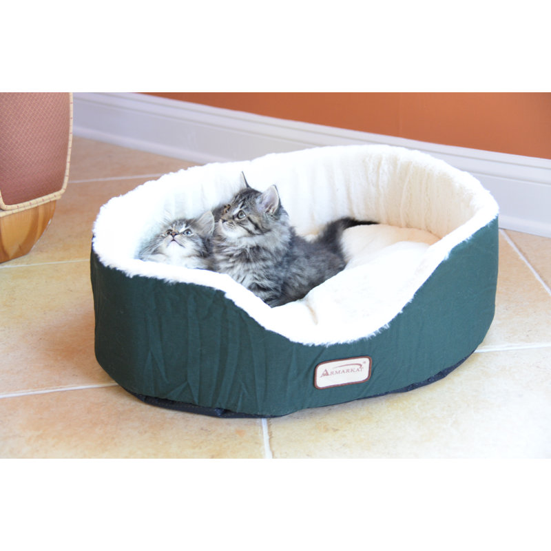 Laurel Green and Ivory Canvas Bolster Pet Bed