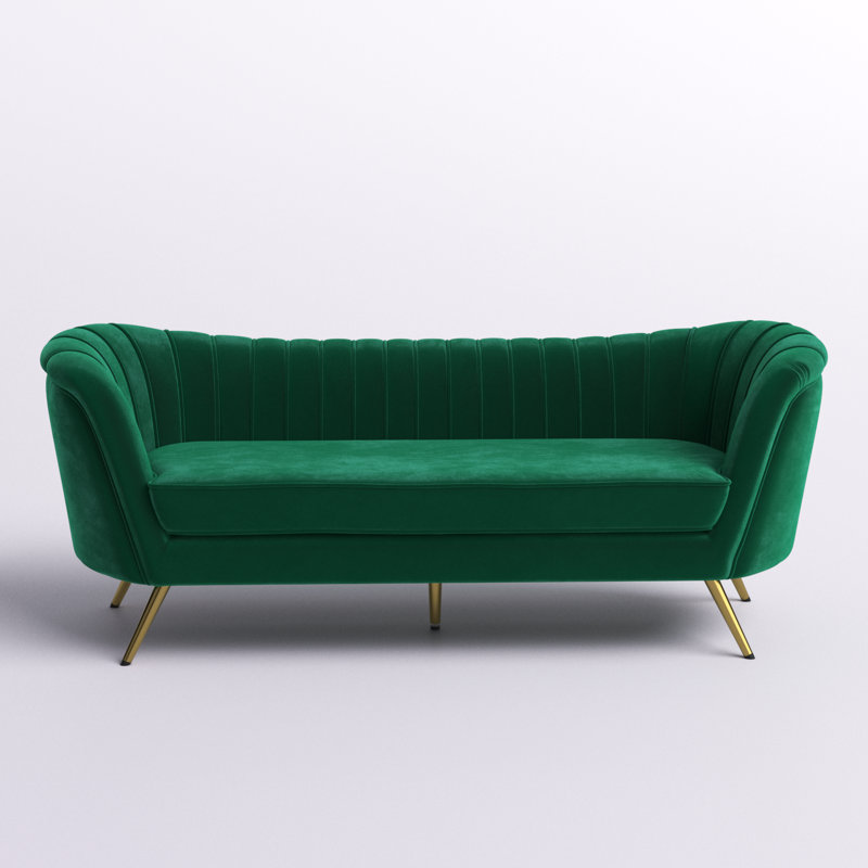 Canapé en velours 88 po Margo, Velours vert