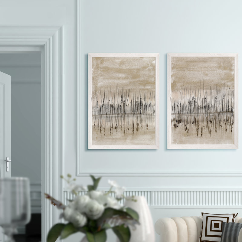 «Marshline Reflection I» par Vincent Van Gogh, ensemble de 2 cadres sur toile, H 20 po x l 32 po, Toile encadrée, Blanc