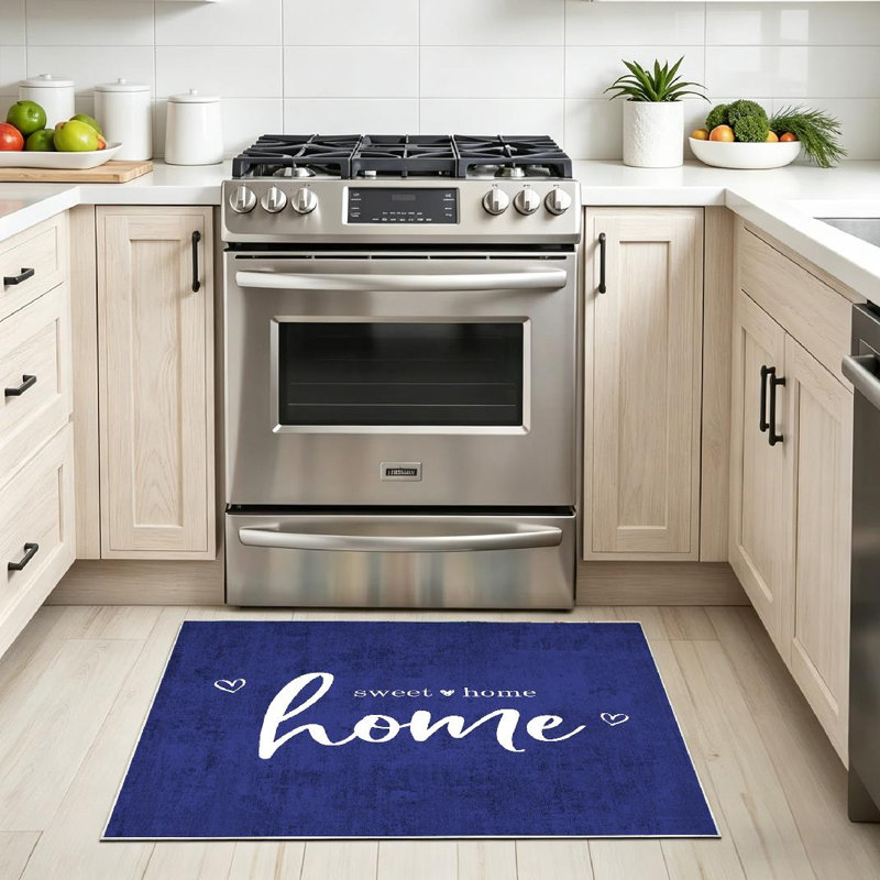 Tapis blanc lavable à la machine à motif de lettres «Home Sweet», Rectangle 32" x 47"