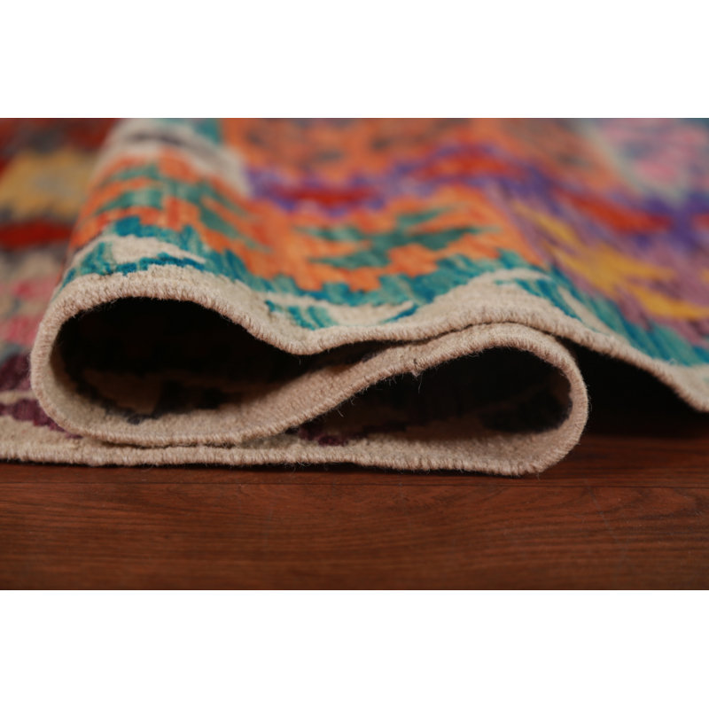 Tapis oriental réversible en laine Kilim 10 x 13