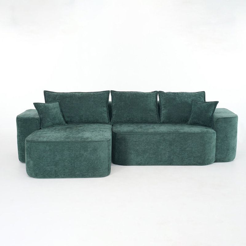 L Shaped Sectional Sofa (Green), Green