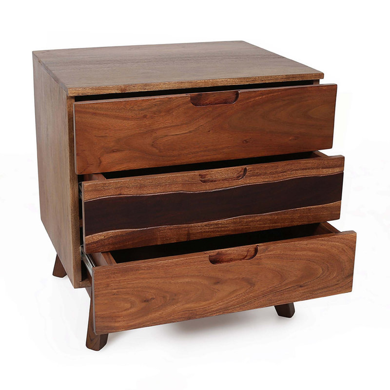 Table de chevet en bois avec trois tiroirs pour la chambre à coucher