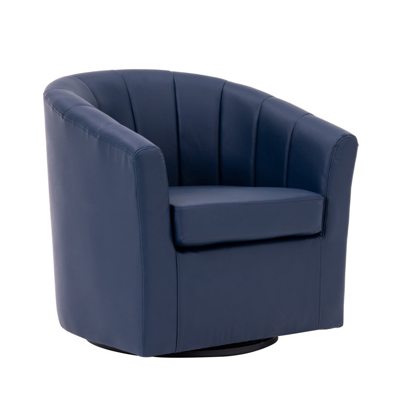 Fauteuil d'appoint pivotant en similicuir Minnetrista, Similicuir bleu