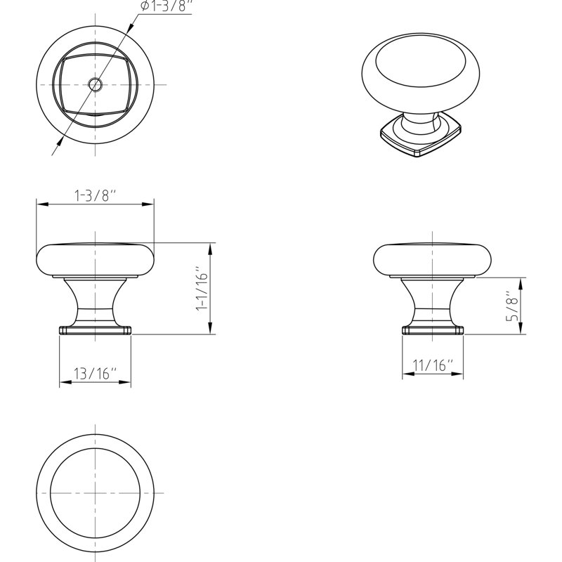 Belcastel 1 Mushroom Knob, Matte Black