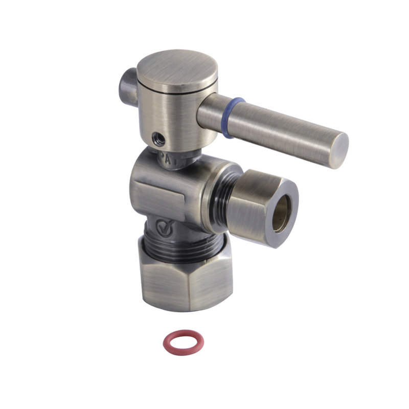 Kingston Brass Concord 5/8-Inch OD Comp x 3/8-Inch OD Comp Quarter-Turn Angle Stop Valve, Vintage Brass