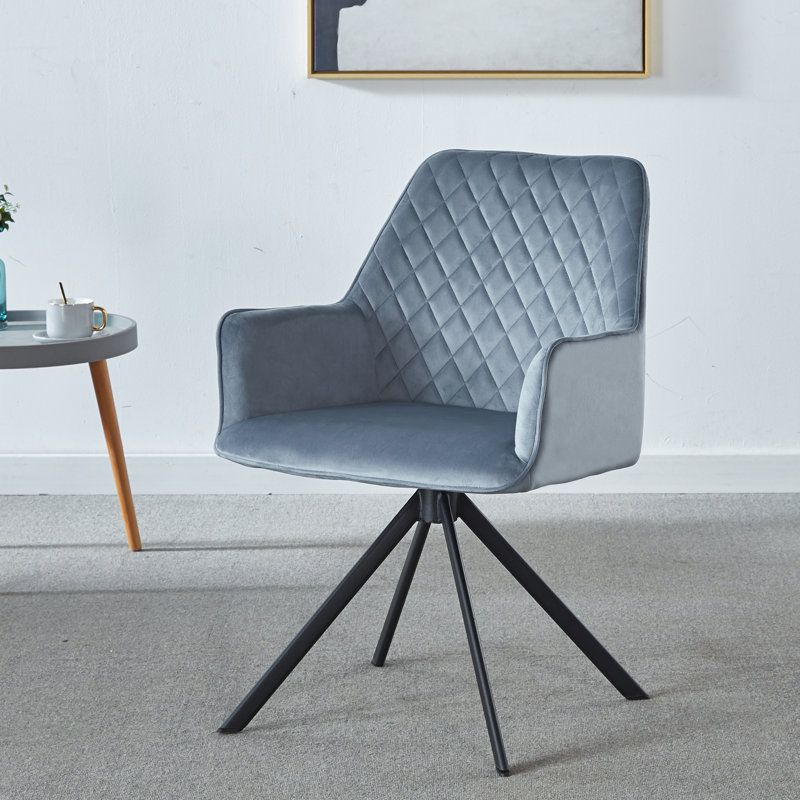 Velvet Accent Chairs Dining Chair With Arms, Modern Leisure Armchair Upholstered Single Sofa Chair