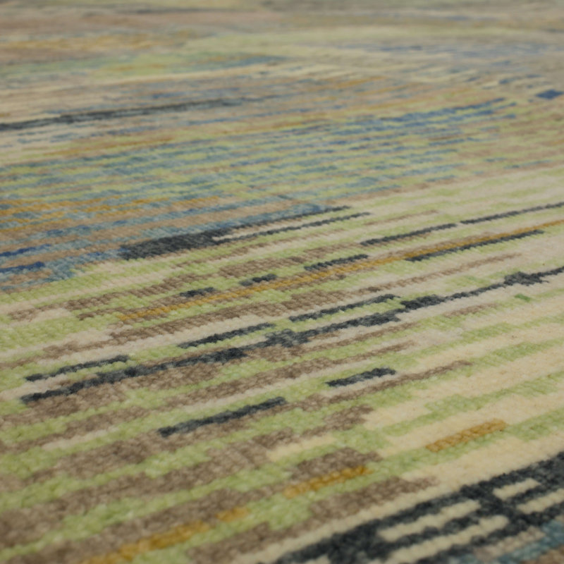 Depiction Hand Knotted Wool Abstract Area Rug in Ivory/Cream, Rectangle 9' x 12'