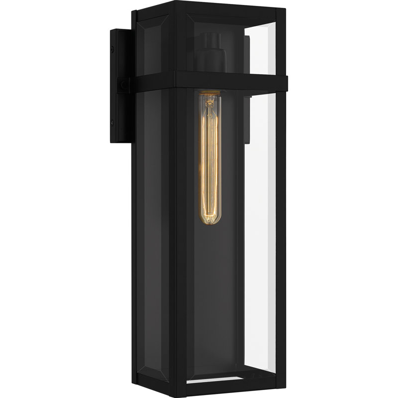 Idus 1-Light Matte Black Outdoor Wall Lantern, 18" H x 7.5" W x 5.5" D