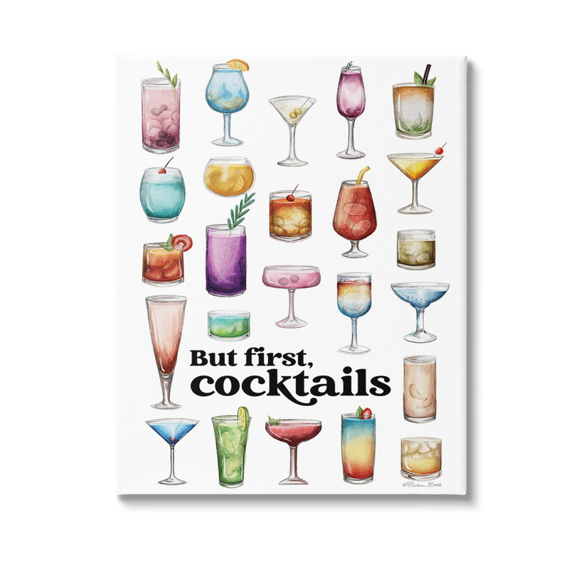 «But First Cocktail Wraraps Canvas» par Susan Ball sur toile, H 20 po x l 16 po
