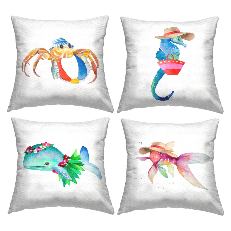 Coussin décoratif imprimé Summer Beach par Lanie Loreth (ensemble de 4)