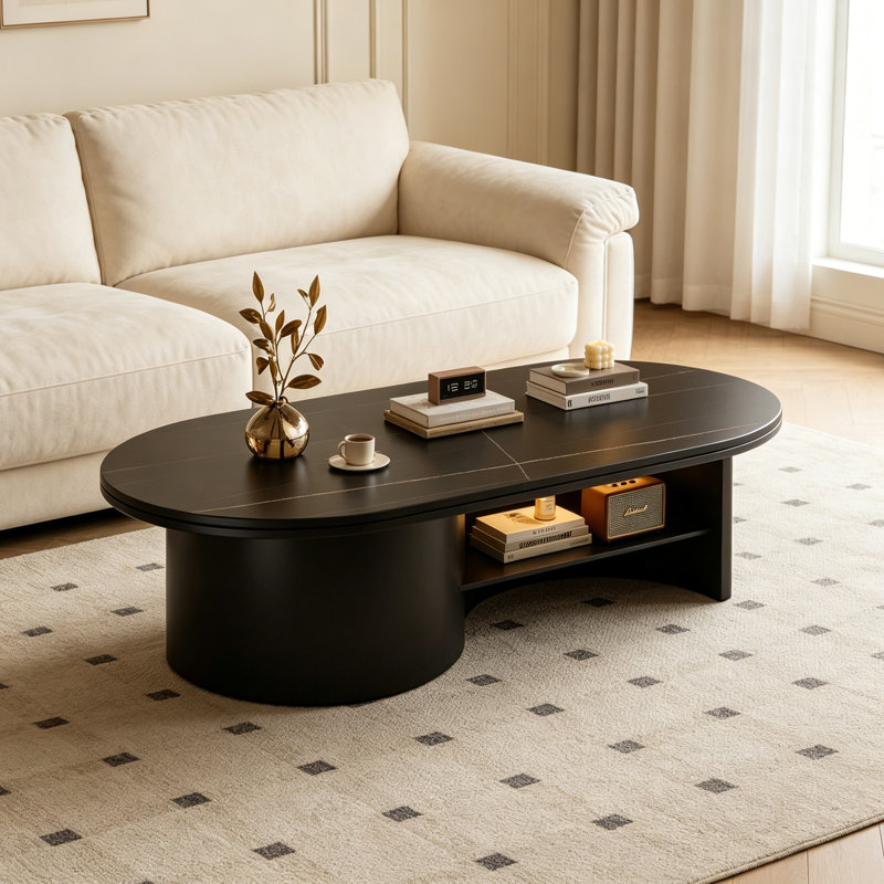 Table basse Modern Rock, Jaune / Noir, H 16,92 po x L 39,37 po x l 23,62 po