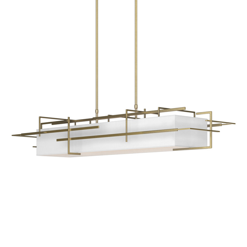 4 - Light Kitchen Island Linear Pendant, Modern Brass, Natural Anna