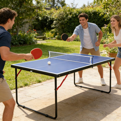 4.5Ft Blue Tennis Table,Foldable Ping Pong Table With Net And 2 Table Tennis