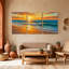 Nautique et plage coucher de soleil océan vagues plage ciel nuages sable clair ensemble de 3 impressions d'art sur toile-680162260
