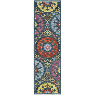 Suzani Hand Hooked Wool Geometric Rug