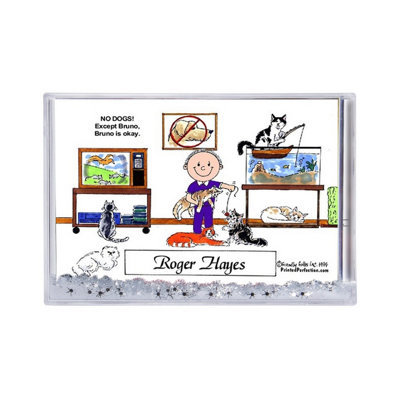 Personalized Cat Lover - Male Snow Globe Frame Gift