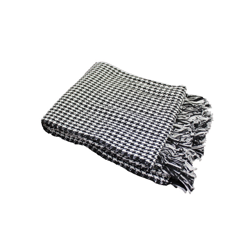 Throws Hand Woven Throw Blanket, Black/White, 50" W x 60" L