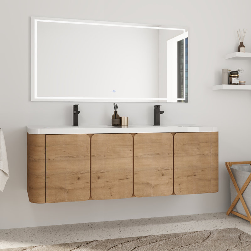 Meuble-lavabo double 60 po avec lavabo en résine, 60"