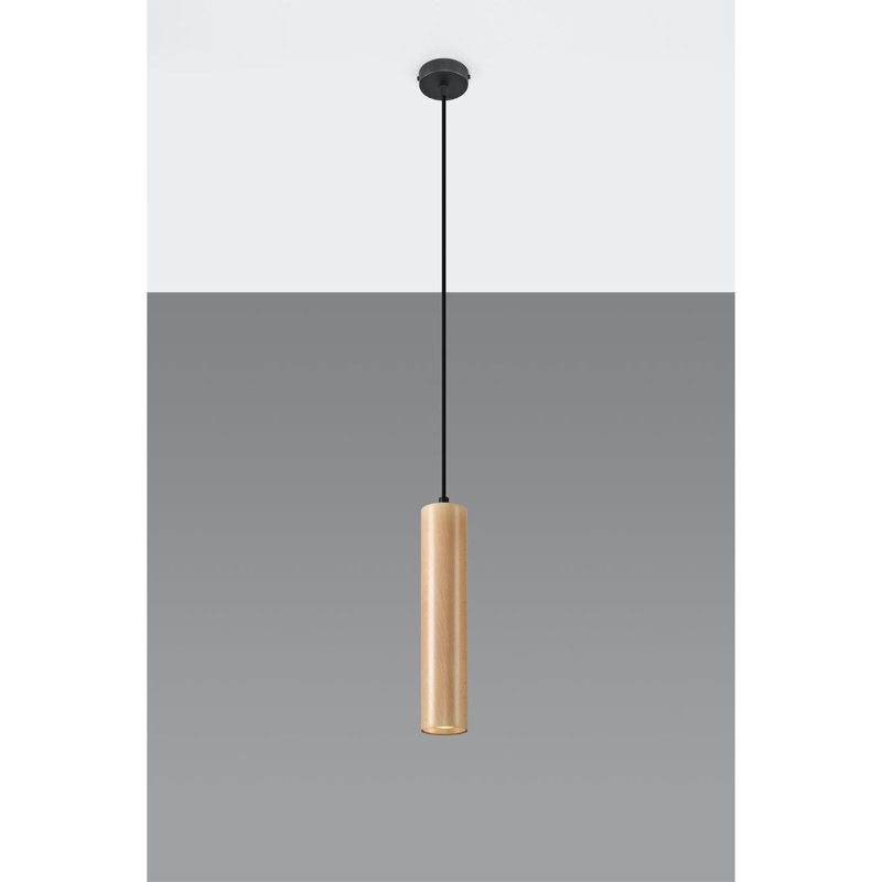 Casper 1 - Light White/Brown Cylinder Pendant, Wood