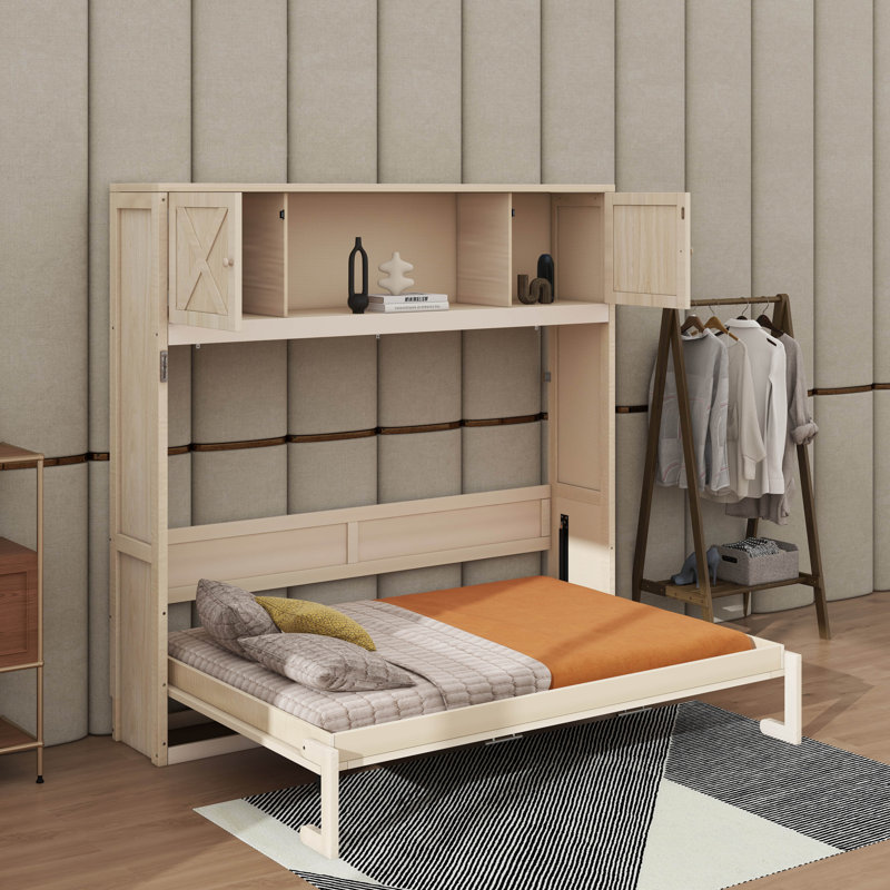 Lit escamotable double avec armoires de rangement