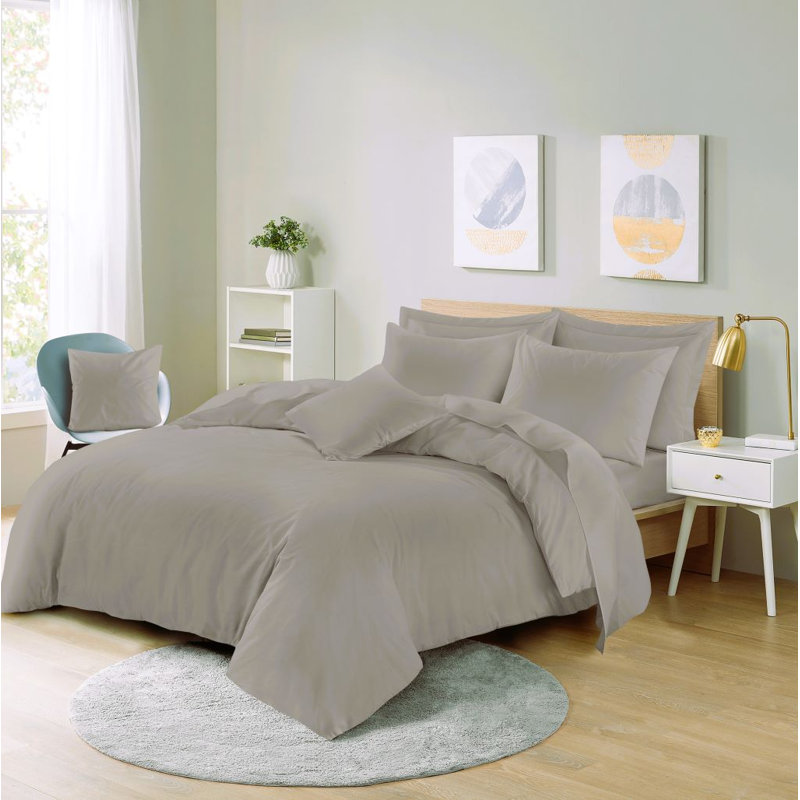 NZ Cotton Blend Duvet Cover Set with Pillowcases, Double, Silver