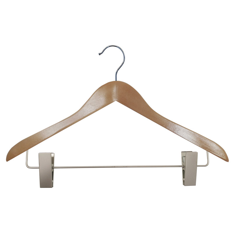 Wood Hangers With Clips, Natural
