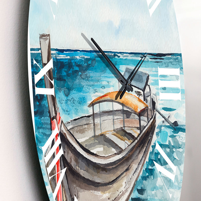 Little Boat At The Shore - Nautical & Coastal Wall Clock, Small