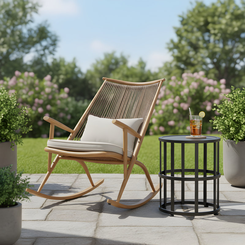 Cullors Outdoor 2-Piece PE Rattan Conversation Set With Ceramic Top & Iron Frame, 2 Pcs: Table, Chair