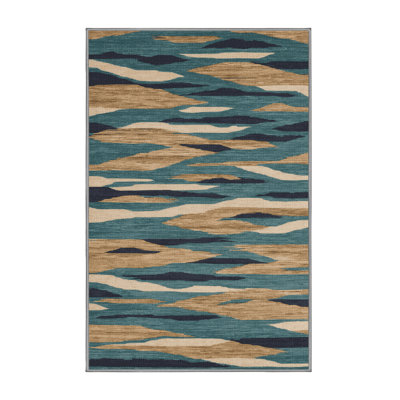 Washable Abstract Islands Hawaiian Area Rug