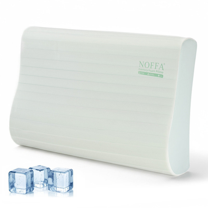 Oreiller en mousse viscoélastique gélifiée rafraîchissant à double hauteur de taille standard - Conception ergonomique à contour ondulé, housse lavable amovible