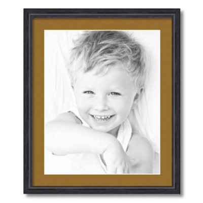 Black Wood Matte Picture Frame with Mat
