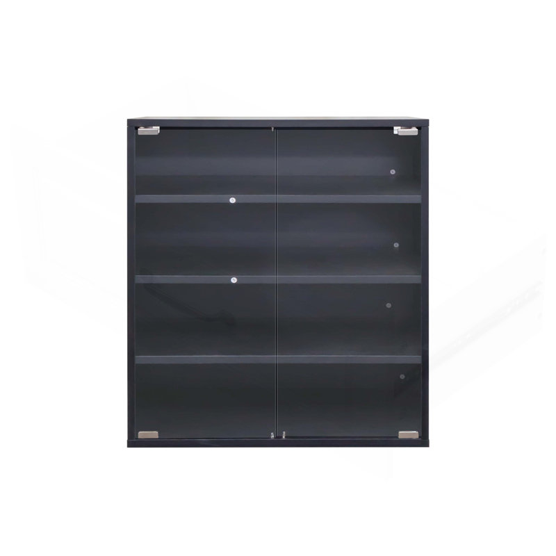 Shoe Box with RGB LED Light, Wooden Stackable Shoe Storage Box with Glass Door, Shoe Storage Bin Shoe Display Case for Sneakers (4 Tier-1)