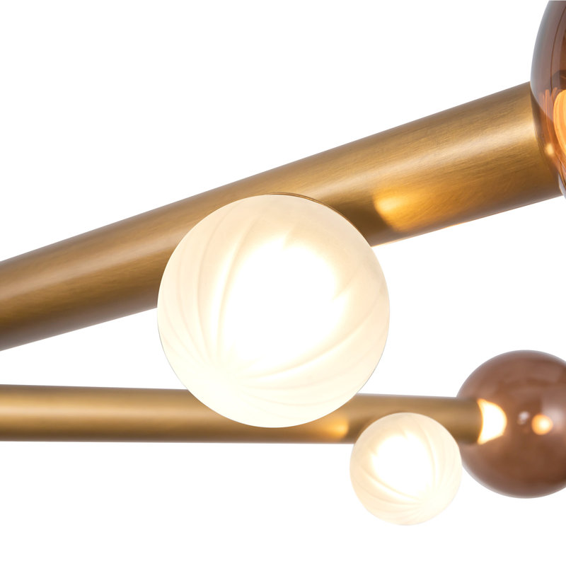 Reese 6 - Light LED Chandelier, Vintage Brass/Amber Glass